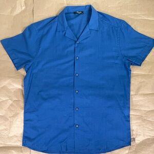 Amedeo Exclusive men's short-sleeve button-up shirt blue